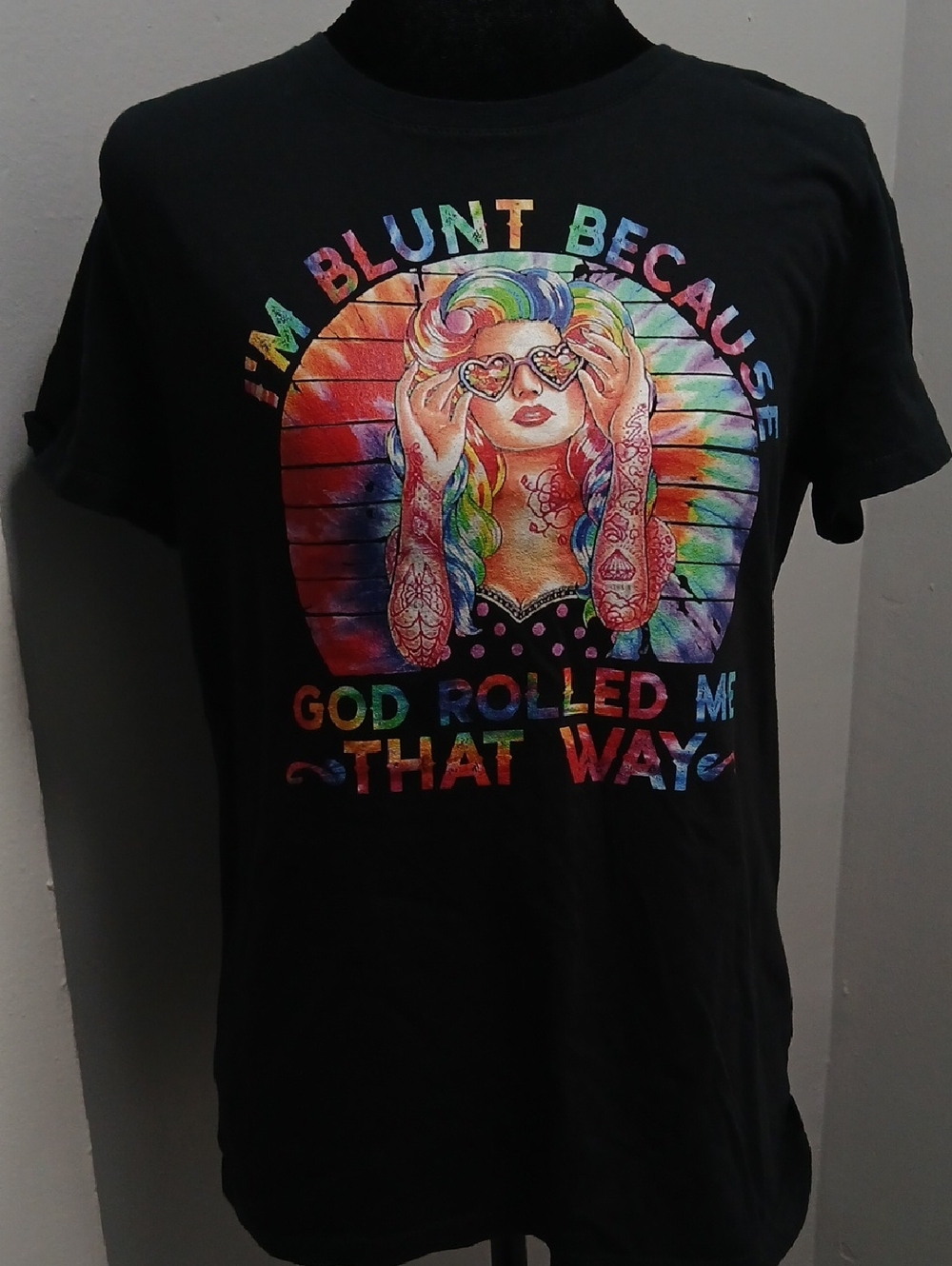 Black Graphic T-Shirt with Colorful Design